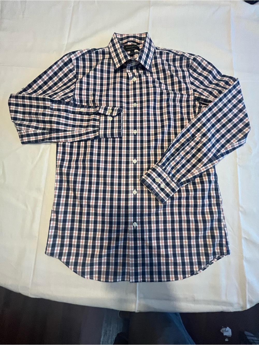 Banana Republic Blue and White Plaid Dress Shirt